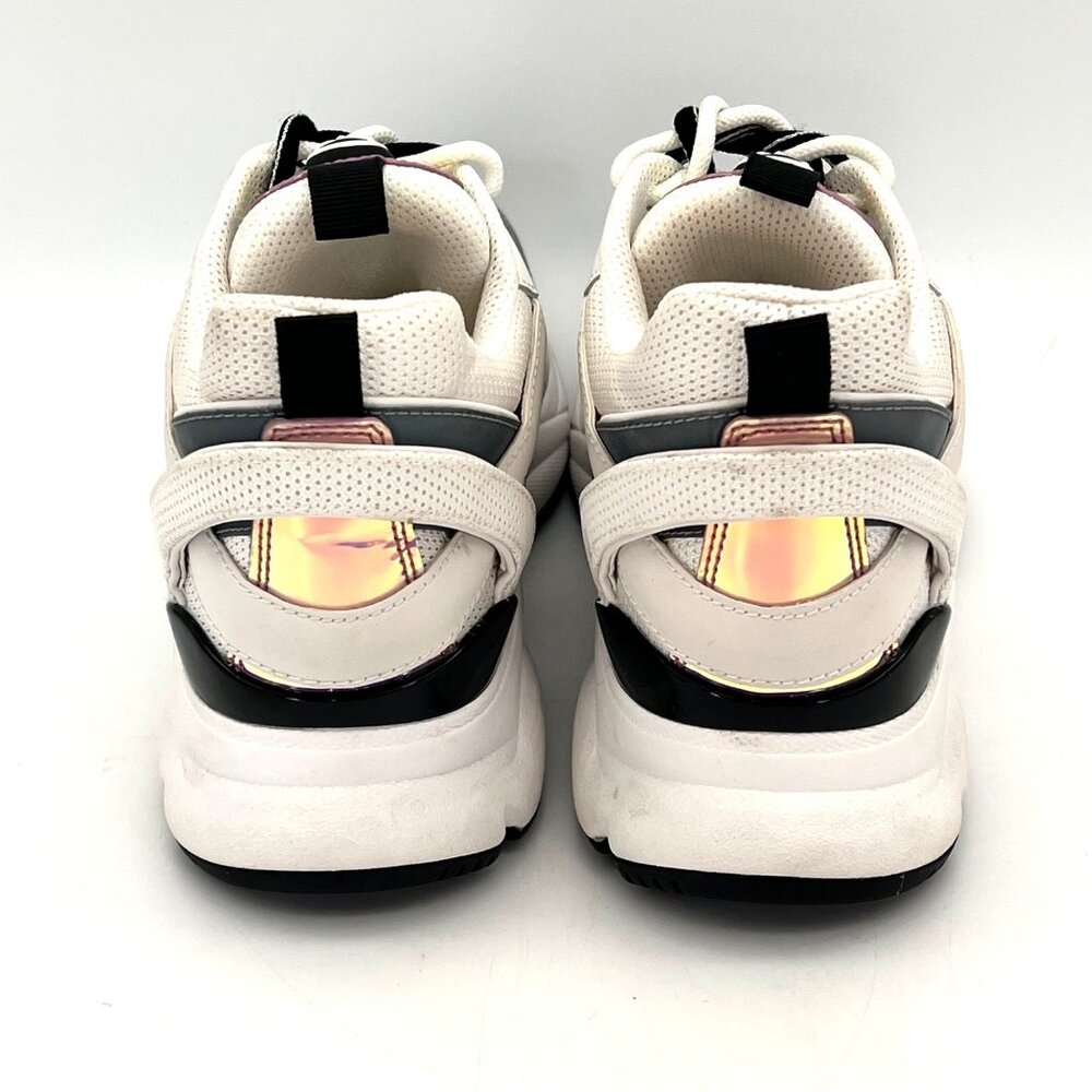 MICHAEL KORS Hero Mixed-Media Trainer Optic White Silver Sneakers Shoes 11M - Picture 3 of 16